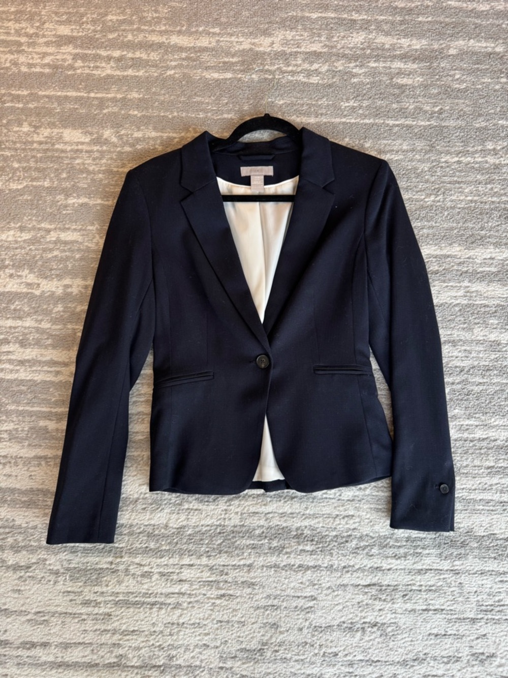 NEW H&M Navy Blue Single-Button Tailored Blazer Size XS